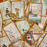 明治天皇御百首（百人一首）絵入り各100枚揃い　紙タトウ入　戦前