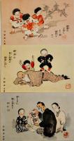 家庭圓満繁昌絵葉書　カラー10枚組袋付（魔法発光絵葉書含）報知新聞社　戦前