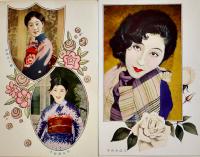 日活関西撮影所女優写真絵葉書　カラー写真版8枚袋付　京都太秦撮影所　戦前