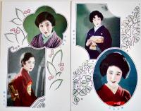 日活関西撮影所女優写真絵葉書　カラー写真版8枚袋付　京都太秦撮影所　戦前