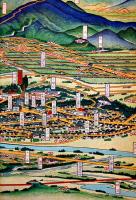 馬のみやこ七戸町鳥瞰図　カラー　吉田初三郎画　青森県上北郡七戸町役場発行　昭和9年