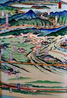 馬のみやこ七戸町鳥瞰図　カラー　吉田初三郎画　青森県上北郡七戸町役場発行　昭和9年