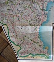 番地入最新大東京市明細地図　78×54㎝  折目切れ有り　文章堂　昭和8年