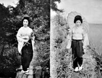 絵葉書　米澤美人のたちつけ姿　モノクロ写真版8枚　各並上品　米沢市　戦前