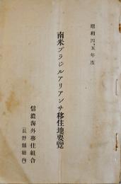 南米ブラジルアリアンサ移住地要覧　非売　長野県庁内信濃海外移住組合　昭和4年