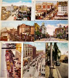 絵葉書　東京名所・銀座　カラー写真版7枚　並品〜並上品　戦前