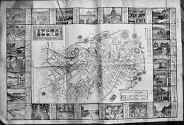 名勝絵入仙台明細全図　56.5×38㎝  細密銅版画  外周名所図24齣入　白崎五郎七著　明治32年