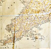 南満洲及関東州/市町村名官公署電信郵便局所在便覧　54×39.5㎝　両面印刷　下部シミ有　雄文館　昭和7年
