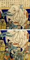 錦絵（橫浜絵/開化絵）万国男女人物図会　3枚続揃い　一恵斎芳幾（落合芳幾）画　彩色木版画　丸鉄版　文久元年