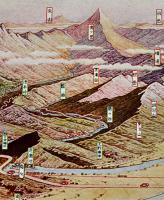上高地と浅間温泉　常光画（鳥瞰図部分42.5×15㎝）両面印刷並上品　浅間温泉商和会　昭和7年