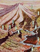 上高地と浅間温泉　常光画（鳥瞰図部分42.5×15㎝）両面印刷並上品　浅間温泉商和会　昭和7年