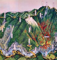 甲斐御嶽昇仙峡　常光画（鳥瞰図部分77.5×18㎝）両面印刷並上品　朗月堂書店　昭和2年