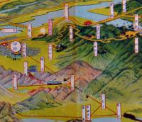 甲斐御嶽昇仙峡　常光画（鳥瞰図部分77.5×18㎝）両面印刷並上品　朗月堂書店　昭和2年
