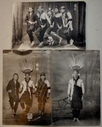 絵葉書　台湾タイヤル族栗祭首祭他　生蕃観光団来日記念　モノクロ写真版3枚　戦前
