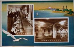 絵葉書　国際電話交換室/ケーブル中継所機械室　カラー写真版1枚　満洲電信電話(株)　戦前