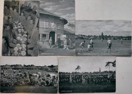 絵葉書　満蒙開拓青少年義勇軍訓練所(茨城県東茨城郡内原村日輪兵舎)モノクロ写真版5枚　財団法人満洲移住協会　戦前