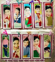 総天然色女優集（駄菓子屋引き籤ブロマイド&栞23枚）欠品有り　昭和30年代