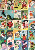 童謡カルタ　大沼静巌案画　絵札47枚読み札45枚（イ・ロ欠）箱　並品　春江堂　戦前