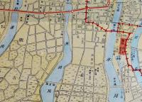 廣島市街全図　カラー54.3×39.㎝片面銅版印刷端余白少切れ　袋付　日下伊兵衛/和楽路屋　大正14年