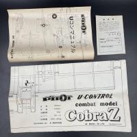 木製模型飛行機　パイロット Uコントロール CobraコブラZコンバットモデル　エンジン09〜15 未組立　完成全長305mm 昭和30年代