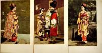 舞妓だらりの帯絵葉書　カラー写真版5枚袋付並上品　戦前