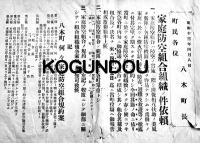 町村戦時生活実行要項/家庭防空組合組織ノ件依頼/防空訓練/常会記録4種貼込　昭和13年