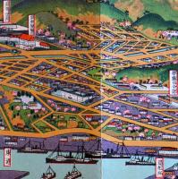 鳥瞰図　旅順（関東州）初三郎画　鳥瞰図部分75×18㎝並上品　表紙僅汚れ　南満洲鉄道(株)鉄道部発行　昭和4年