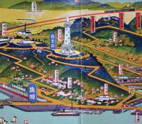 鳥瞰図　旅順（関東州）初三郎画　鳥瞰図部分75×18㎝並上品　表紙僅汚れ　南満洲鉄道(株)鉄道部発行　昭和4年