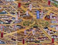 鳥瞰図　大連（関東州）初三郎画　鳥瞰図部分75×18㎝並上品　南満洲鉄道(株)鉄道部発行　昭和4年