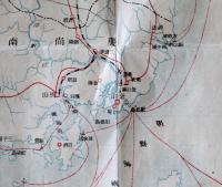 朝鮮地図/朝鮮案内　78×51.5㎝　3色銅版刷　縮尺百五十万分之一　朝鮮総督府　明治44年