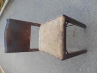 万年筆用ライトインキ 販促用木製椅子 東京大阪篠崎インキ製造株式会社 大正期 約70cm-27cm 文字の金彩部分は塗り直してあります。布部分と本体木製部分は当時の状態です。

