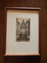 銅版画　Anvers Puits　Quentin Metsys　クエンティン・メッツィス　　Belgique　エッチング　額サイズ25cm-19cm