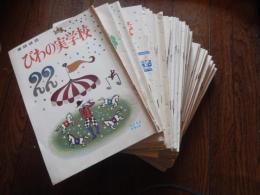 童話雑誌びわの実学校　44冊セット　第22号〜第69号（第27号、第30号、第62号、第65号欠）昭和42年〜昭和50年　発行所 びわの実文庫
著者 大石真/松谷みよ子/寺村輝夫/宮川ひろ/あまんきみこ/まどみちお/庄野英二/岩崎京子/長崎源之助/武川みづえほか
    

『びわの実学校』は、児童文学者・坪田譲治（1890–1982）が1963年（昭和38年）に創刊した童話雑誌。第1期（1963年〜1986年）: 隔月刊。坪田譲治が主宰し、彼の没後も第134号まで発行。新人育成の場: 坪田譲治が自宅に開いた「びわのみ文庫」を拠点に、若手作家の育成に情熱を注いだ。主な参加作家: あまんきみこ、松谷みよ子、庄野英二、安房直子、宮川ひろなど、後の日本児童文学界を代表する作家たちがここから育った。