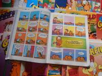 全34冊　Garfield mit Orson  1987年 Nr.2〜Nr.5.1988年 Nr.7〜Nr.12.1989年 Nr.1〜Nr.3.Nr.5. Nr.8〜Nr.12.1990年 Nr.1〜Nr.11
1991年 Nr.2.1992年Nr.8.GARFIELD SOMMER-SONDERHEFT1990 GARFIELD SONDER HEET1988　Verlag: Bavaria Comic Verlag GmbH 　ガーフィールド コミック

by Jim Davis (Author)

Garfield Comic

ガーフィールド（Garfield）は、
1978年にジム・デイビスによって生み出された、世界一有名とも言われるオレンジ色のぽっちゃり猫の漫画キャラクター。ラザニアが大好きで、月曜日とダイエット、お風呂が大嫌いな怠け者だが、どこか憎めない性格で、飼い主ジョンや犬のオーディと騒動を巻き起こす。 
