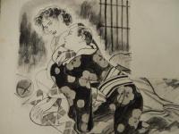 田螺骨董店 自筆挿絵原稿　香山滋作　今村恒美画　全3点揃　 探偵小説宝石　昭和28年　宝石編集者旧蔵品　肉筆原稿