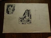 小松崎茂　肉筆原画3枚　山中峯太郎　冒険義侠　大連載小説　荒潮の子は語る　用紙サイズ42-27ｃｍ