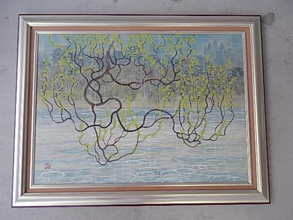 小林恒岳（恒吉）画額 春雨 30号 日本画 / 古本、中古本、古書籍