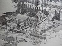 青海神社社景全図　新潟県越後国南蒲原郡加茂町　54ｃｍ-39ｃｍ。