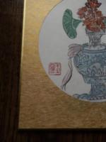 瀬戸玉窓小型色紙　　温知会師範　　かな書家協会員　師晩秋　女子美大卒　13.5cm-12cm