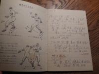 タケダの野球手帳　みんなのんでるパンビタン　宣材ノート
巻頭に日本のプロ野球選手イラスト　杉浦（南海）秋山（大洋）土橋（東映）稲尾（西鉄）米田（阪急）堀本（巨人）板東（中日）長谷川（広島）小野（大毎）村山（阪神）金田（国鉄）沢村栄治投手
ビクトル　スタルヒン投手　若林忠志投手　別所毅彦投手　最初の無地ページ3頁書き込み