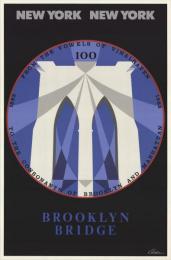 Robert Indiana シルクスクリーンポスター　ブルックリンブリッジ100年記念ポスター　額サイズ111cm-80cm ポスターサイズ　85cm-55cm
Brooklyn Bridge (from the New York, New York portfolio), 1983
Screenprint in colors