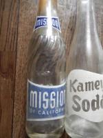 KameyaSoda,MISSION OF CALIFORNIA ,People SODA昭和 レトロ ジュース ガラス 空き瓶 ボトル 3本 