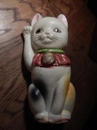 昭和セルロイド招き猫　天地約19cm