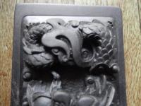 書道具 端渓　龍亀彫刻蓋硯 龍 亀 縁起物 古硯 蓋付硯 中国書道具 唐硯 
■サイズ：約220×130mm　厚み50mm
■用途：漢字全紙、他字数作品、大作品など