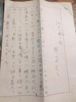 斉藤昌三直筆原稿（舌三昧掲載400字詰原稿3枚）＋生写真2点＋茅ヶ崎市立図書館名誉館長名刺


斎藤昌三（1887年3月19日 - 1961年11月26日）日本の古書学、蒐集家、発禁本研究などで「書痴（英語版）」と呼ばれた人物。猥褻本の研究、編訳でも知られる。 神奈川県高座郡座間村に商人の子として生まれ、政三と名づけられるが、関東大震災後「昌三」と改名。神奈川県立第三中学校を1905年に中退、横浜の生糸商・原合名会社に勤務。銀行訪問が主な業務で、当時銀行に勤めていた小島烏水や礒萍水と知りあうきっかけとなった。1910年頃勤務をやめ職を転々とした。1915年同人誌『樹海』を創刊、この雑誌は何度かの改題を経て続いた[4]。また『明治文藝側面鈔』を密かに刊行し、発禁となった小説類を紹介する。1920年には、趣味人の先輩にあたる加山道之助と組み、趣味誌『おいら』を創刊、三田平凡寺が主宰した趣味人の集団「我楽他宗（がらくたしゅう）」にも加わった。しかし1923年、関東大震災で多くの資料財産を失い、茅ヶ崎に移住した。三田とも関係性が悪化、「我楽他宗」からも脱退した。1923年9月『おいら』をやめ、雑誌『いもづる』を発刊。梅原北明と親しくなりその企画になる「変態十二史」のうち二冊を執筆。1925年10月『愛書趣味』を創刊。柳田泉、木村毅らと明治文学の研究に手を染めた。
1931年7月『書物展望』を創刊。書物展望社は単行本の刊行もはじめ、1932年には斎藤の編集した内田魯庵『紙魚繁盛記』、淡島寒月『梵雲庵雑話』などを刊行した。『書物展望』は戦時中の中断を経て復活し1951年まで続いた。晩年は茅ヶ崎の文化人として過ごし、1959年4月には茅ヶ崎市立図書館の名誉館長に就任した。
