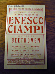 Enesco Chiampi 1924/Oct　コンサートチラシ　a Pari