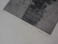 重野克明　真作　銅版画　「おはよう」　限14/31　サイン　13.5×10.5㎝　エッチング