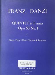 フランツ・ダンツィ　ピアノと木管楽器のための五重奏曲 Op.53-1　Franz Danzi WUINTET　　【楽譜】