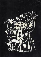 初山滋（1897年ー1973年）女性編集者あて　切り絵2点、直筆画1点、年賀状4通、書簡18通  ほか一括