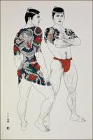 三島剛 彩色版画 男絵